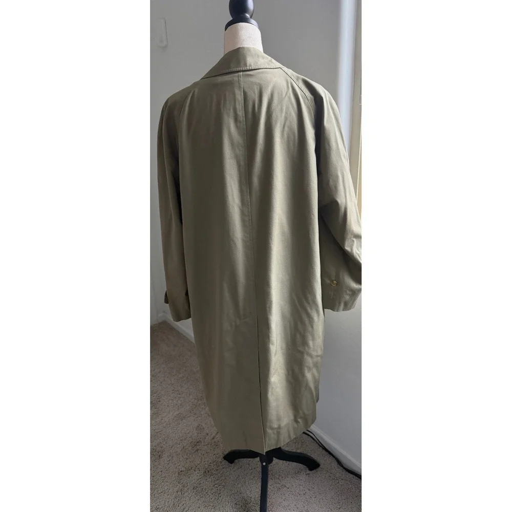 Vintage Burberry Unisex Khaki Single Breasted Trench Coat w/ Removable Lining XL - Picture 6 of 15
